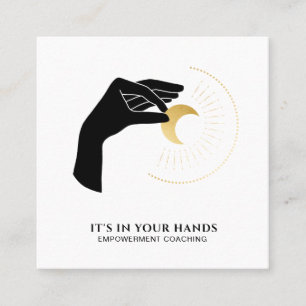 Carte De Visite Carré *~* Cresent à main Lune Noir Or Soleil Énergie cos