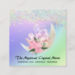 Carte De Visite Carré *~* Cristaux de lune Mystic Floral OMBRE Holo Part