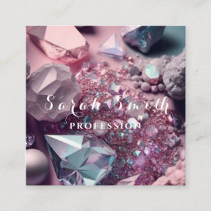 Carte De Visite Carré Cristaux magnifiques et minéraux violets