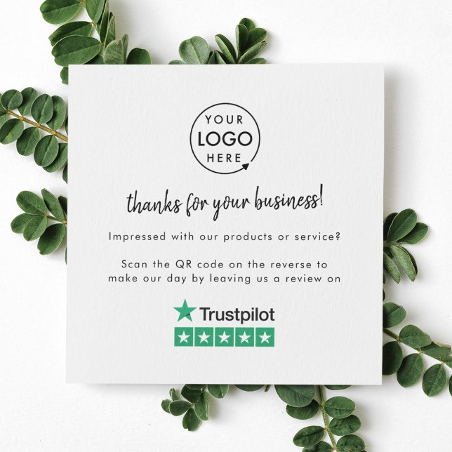 Carte De Visite Carré Critiques Trustpilot | Business Review Link QR Cod (Créateur téléchargé)
