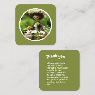 Carte De Visite Carré Crochet dame cuisine Merci vert