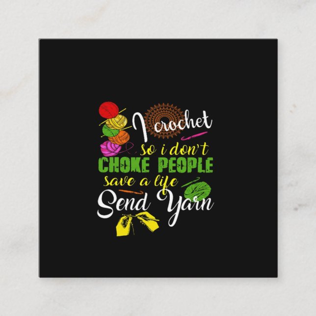 Carte De Visite Carré Crochet Lover| I Love Crochet (Devant)
