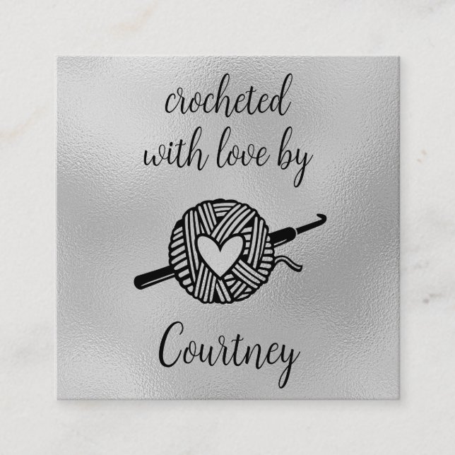 Carte De Visite Carré Crocheté Avec Amour (Devant)