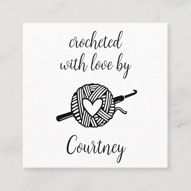 Carte De Visite Carré Crocheté Avec Amour (Devant)