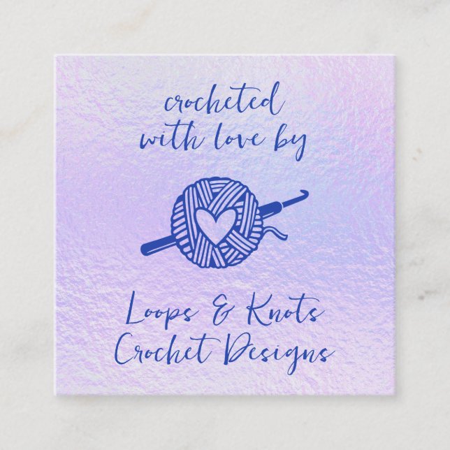 Carte De Visite Carré Crocheté Avec Amour (Devant)