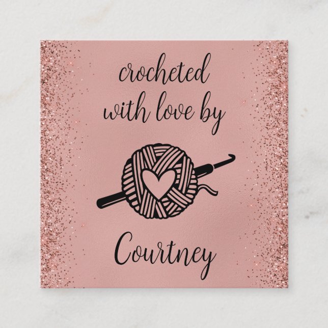 Carte De Visite Carré Crocheté Avec Amour (Devant)