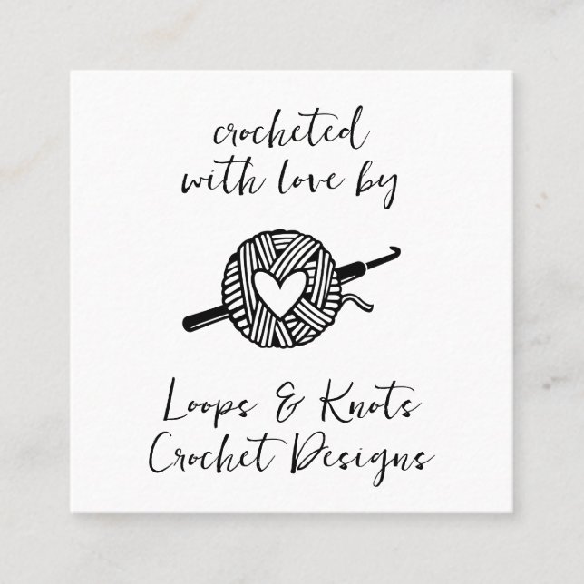 Carte De Visite Carré Crochetés avec amour (Devant)