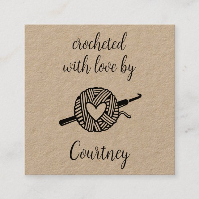 Carte De Visite Carré Crochetés avec amour (Devant)