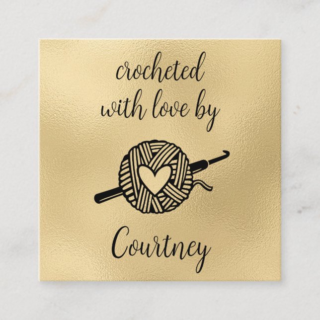 Carte De Visite Carré Crochetés avec amour  (Devant)