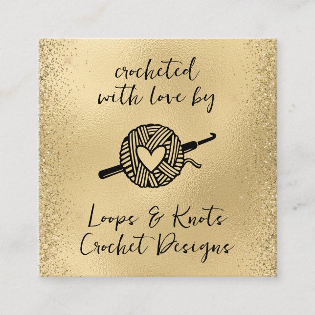 Carte De Visite Carré Crochetés avec amour (Devant)