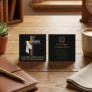 Carte De Visite Carré Croix de Pâques vintage personnalisée Il est ressu