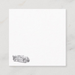 Carte De Visite Carré croquis au crayon de camion de pompiers vintage de