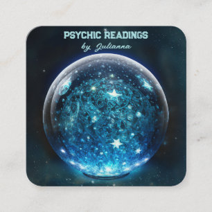 Carte De Visite Carré Crystal Ball Psychic Medium Tarot Reader