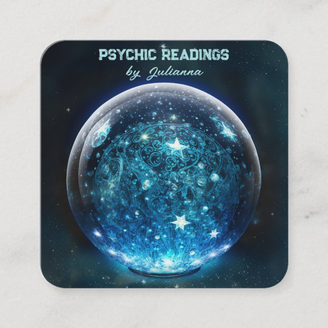 Carte De Visite Carré Crystal Ball Psychic Medium Tarot Reader (Devant)