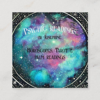 Carte De Visite Carré Crystal espace galaxy étoiles tarot