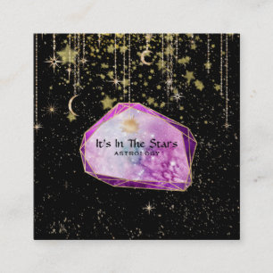 Carte De Visite Carré *~* Crystals Moon Stars Cosmos Astrology Gold