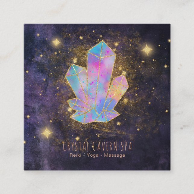 Carte De Visite Carré *~* Crystals Mystiques Gold Parties scintillant St (Devant)