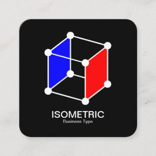 Carte De Visite Carré Cube isinière isométrique - blanc, bleu et rouge s