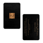 Cuir noir élégant de luxe monogramme cuivre doré