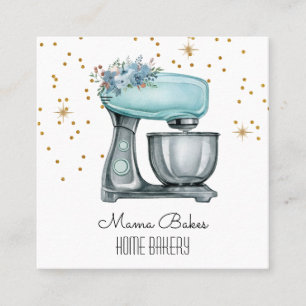 Carte De Visite Carré Cuisine à l'aquarelle Baker Chef pâtisserie