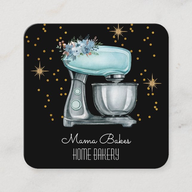 Carte De Visite Carré Cuisine à l'aquarelle Baker Chef pâtisserie (Devant)