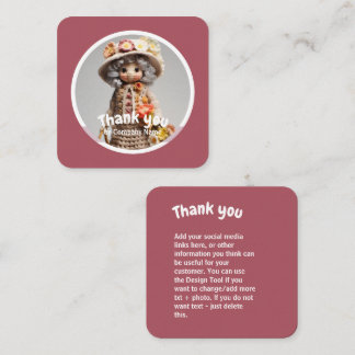 Carte De Visite Carré Cuisine Crochet dame Merci rose