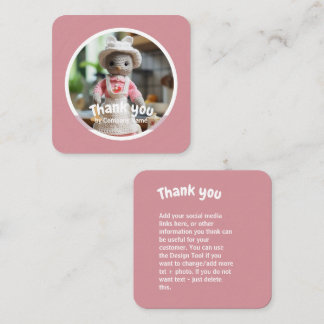 Carte De Visite Carré Cuisine Crochet dame Merci rose