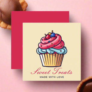 Carte De Visite Carré Cuisine Cupcake Pâtisserie Chef boulangerie Desser