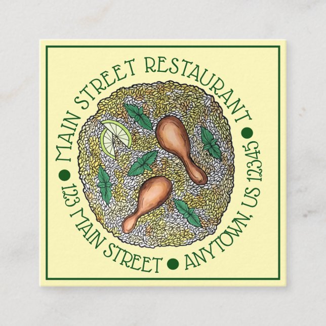 Carte De Visite Carré Cuisine indienne Restaurant Poulet Biryani (Devant)