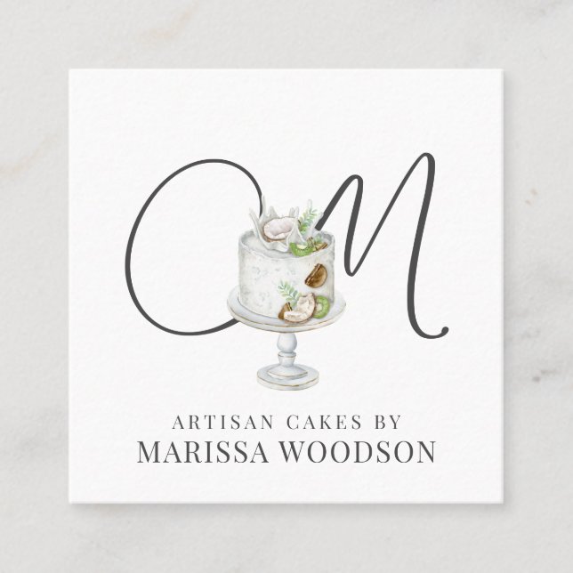 Carte De Visite Carré Cuisine pâtissière Baker Chef Rose Élégante Cuisin (Devant)