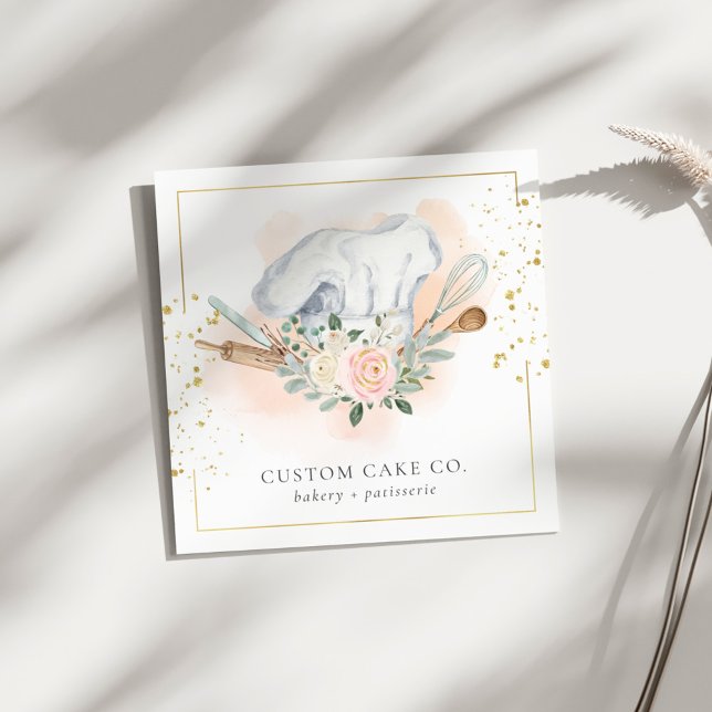 Carte De Visite Carré Cuisines sur mesure boulangerie Chef Casquette Out (Créateur téléchargé)