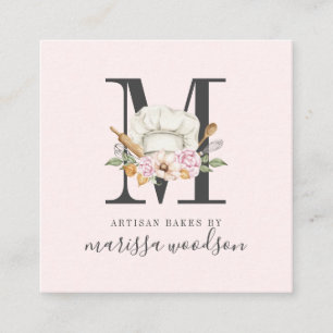 Carte De Visite Carré Cuisiniers pâtissiers de boulangerie Outils Monogr