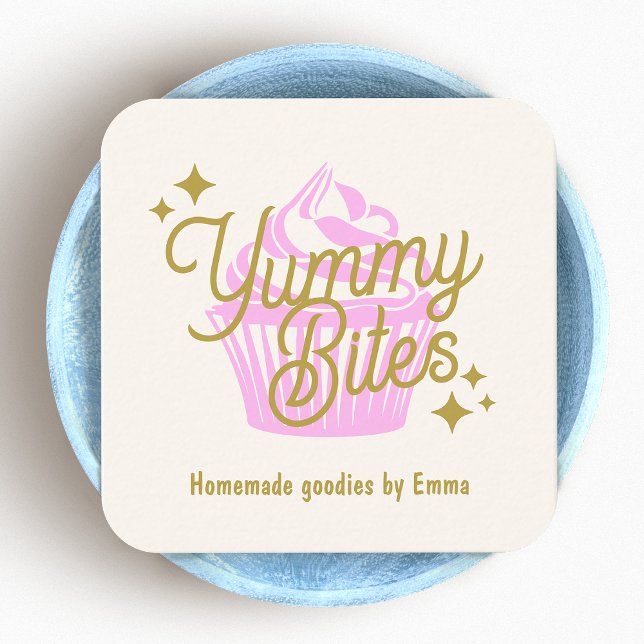 Carte De Visite Carré Cupcake Baker rose (Créateur téléchargé)