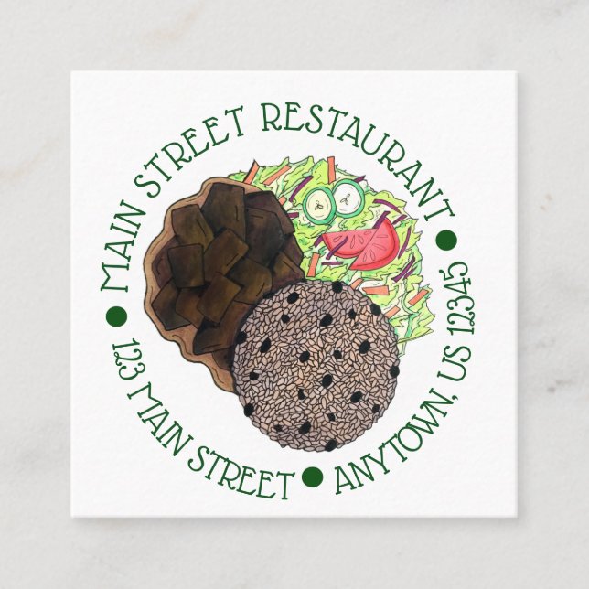 Carte De Visite Carré Curry Goat Rice and Peas Jamaican Food Restaurant (Devant)