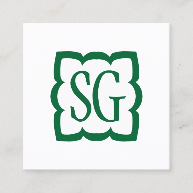 Carte De Visite Carré Curvy Box 03 - Initiales - Green Forêt (Devant)