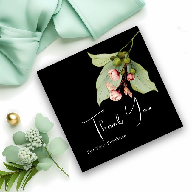 Carte De Visite Carré Custom Floral Business "Thank You" Insert Card (Créateur téléchargé)