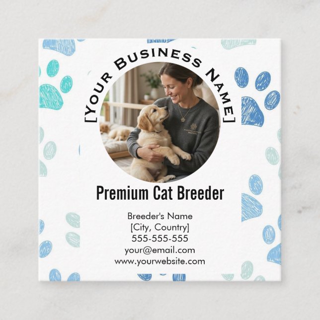 Carte De Visite Carré Customizable Square Pet Breeder Business Card  (Devant)