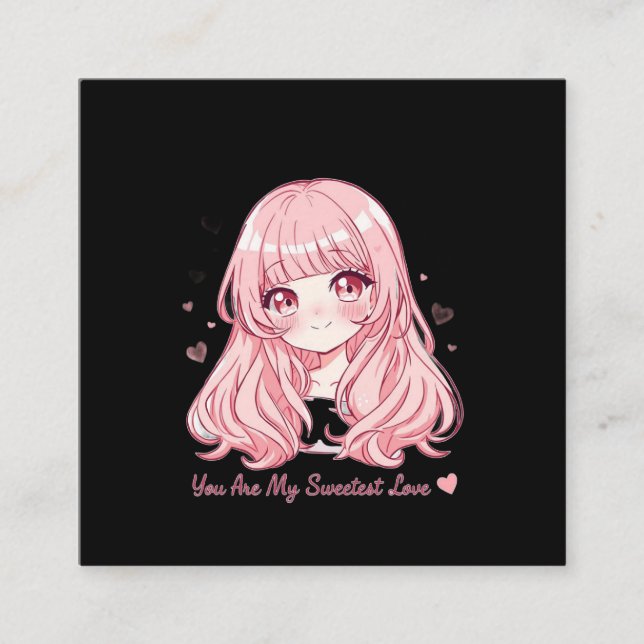 Carte De Visite Carré Cute Anime Valentine Sweatshirt (Devant)