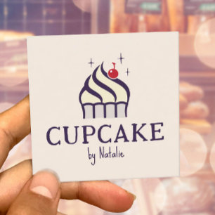 Carte De Visite Carré Cute Cupcake Pâtisserie Chef boulangerie maison