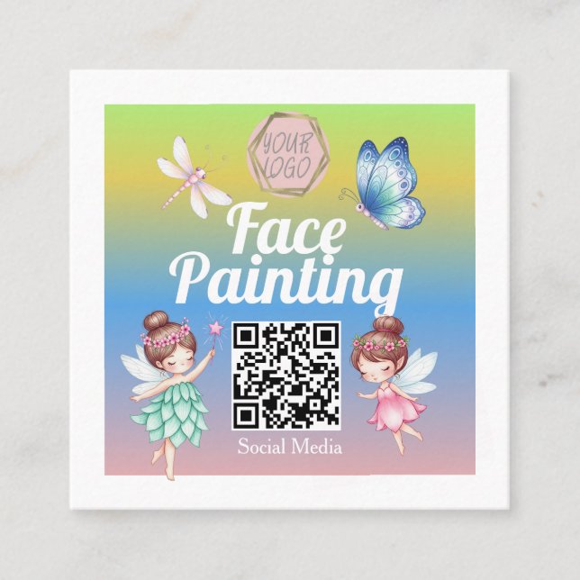 Carte De Visite Carré Cute Fairies Facepainter Artist  (Devant)