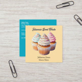 Carte De Visite Carré Cute Frosted Cupcake Bakery