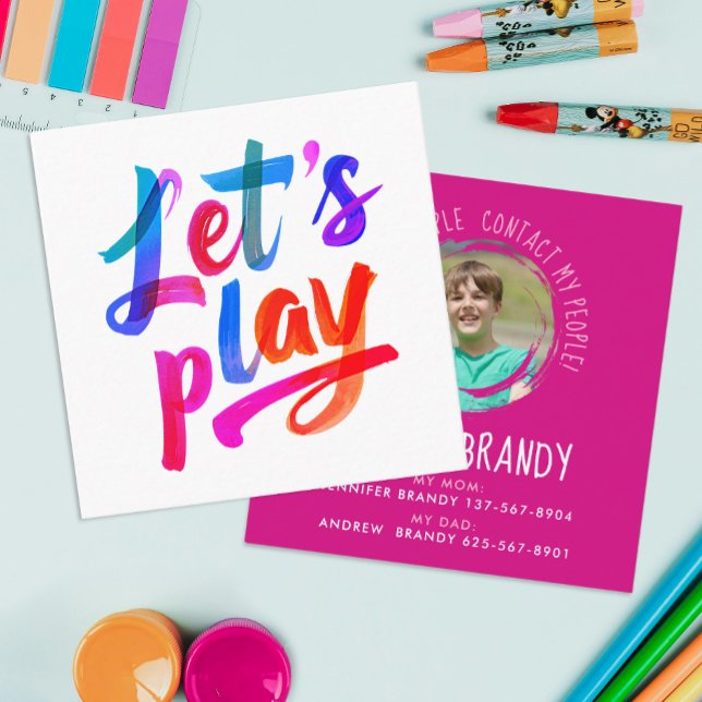 Carte De Visite Carré Cute Girl Rose maman Appelant Paint Script Photo (Créateur téléchargé)