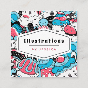 Carte De Visite Carré Cute Kawaii Dessert Motif Graphiste Design Sweet