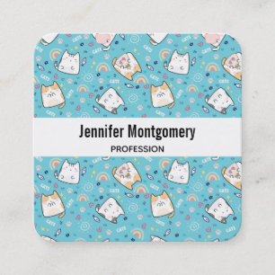 Carte De Visite Carré Cute Kitty Chat Motif Whimsical
