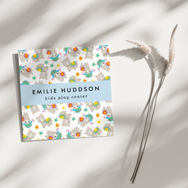 Carte De Visite Carré Cute Llamas, Centre de jeux pour enfants, Centre d (Créateur téléchargé)