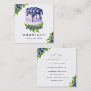 Carte De Visite Carré Cute moderne Blueberry Cake boulangerie pâtisserie