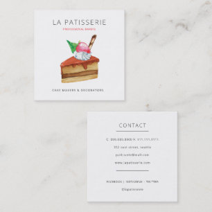 Carte De Visite Carré Cute moderne Pink Cheesecake boulangerie pâtisseri