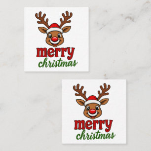 Carte De Visite Carré Cute Rudolph Reindeer Merry Christmas