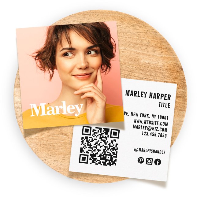 Carte De Visite Carré Cute Simple Professionnel Moderne Photo Amusante (Créateur téléchargé)