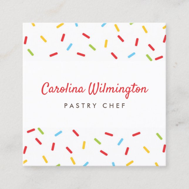 Carte De Visite Carré Cute Sprinkings Bakery Dessert Cuisine pâtissière  (Devant)
